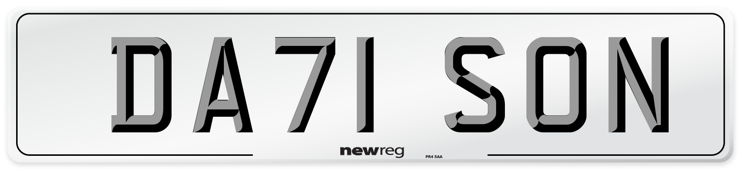 DA71 SON Number Plate from New Reg